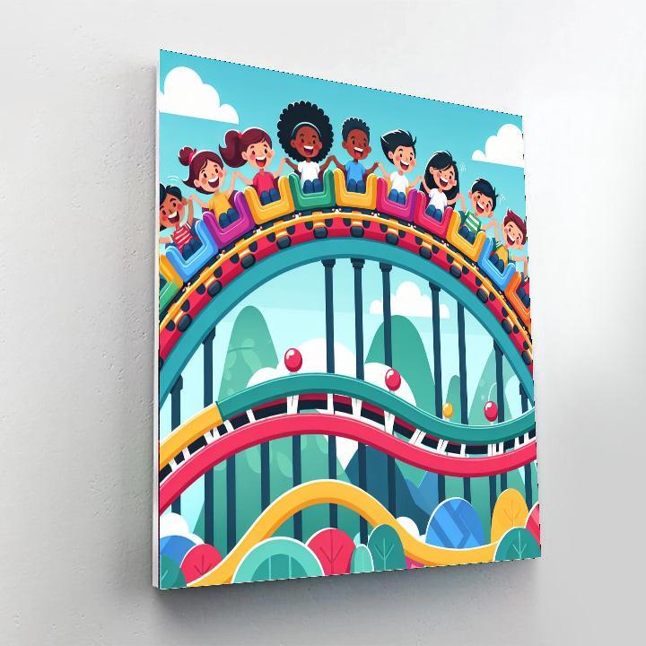 Rainbow Roller Coaster Painting Number Kit
