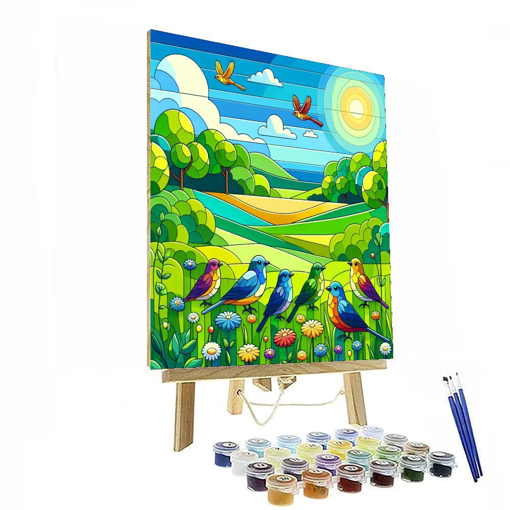 Chirpy Meadow Painting Number Kit