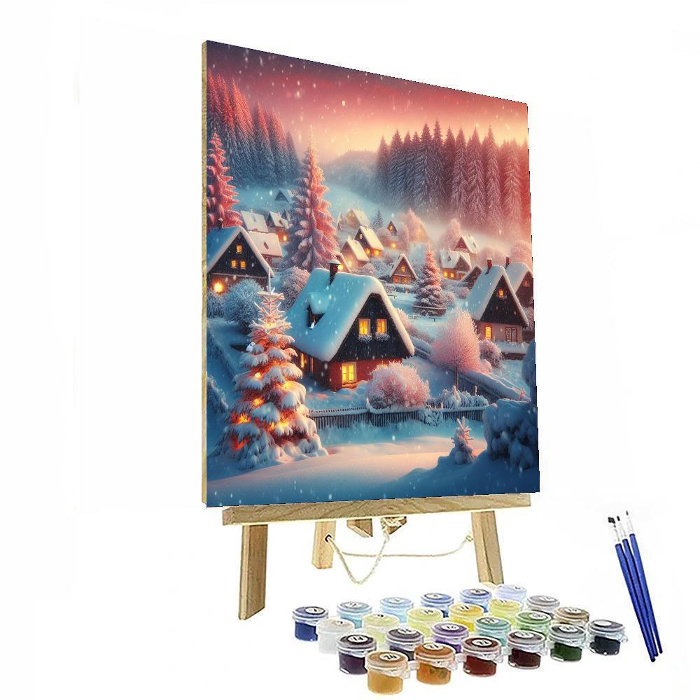 Charming Snowy Landscape Numbered Painting Kits