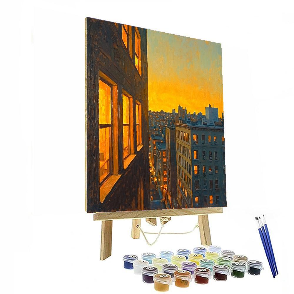 Edward Hopper Inspired Golden Hour In The City  Paint By Numbers
