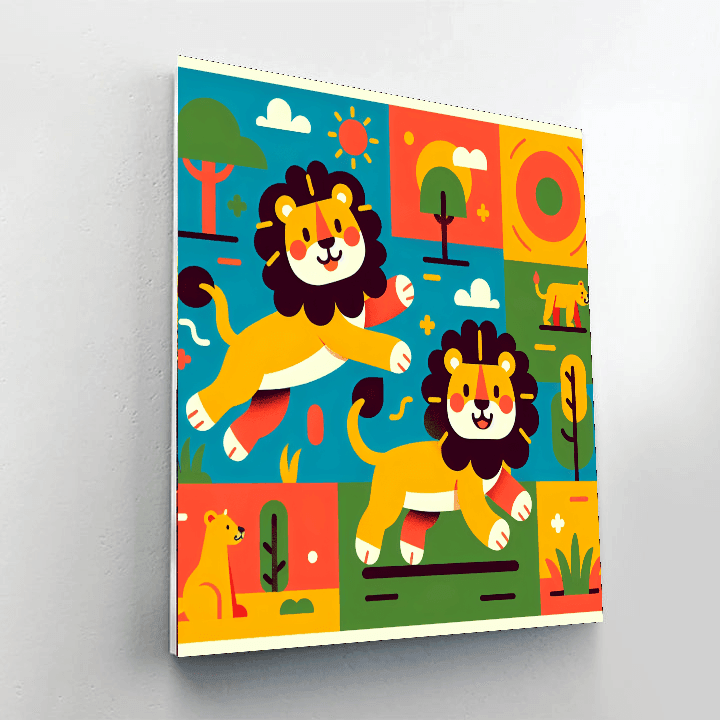 Lively Lion Leap Number Painting