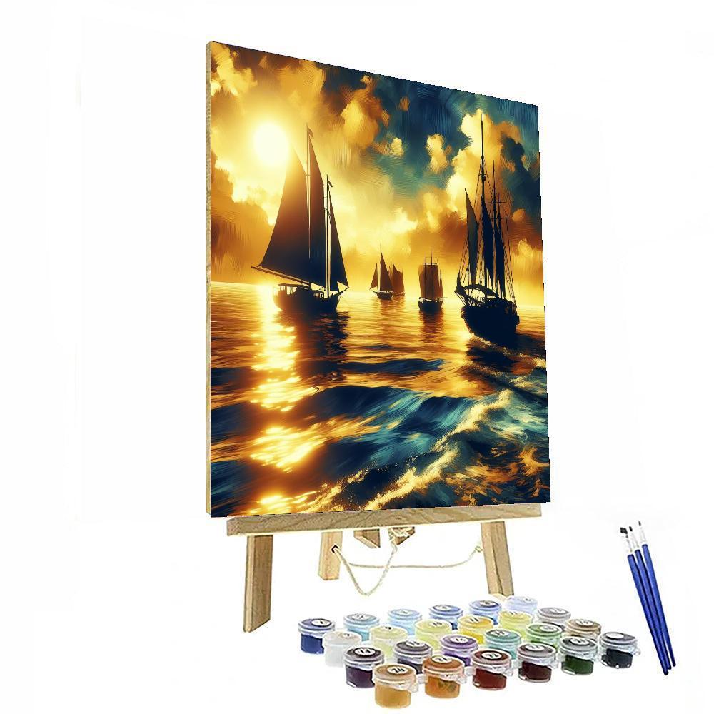 Sailing Through Golden Horizons Paint By Color