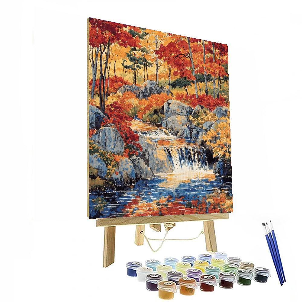 Utagawa Hiroshige Inspired Gentle Cascade Of Autumn Streams  Painting By Numbers Kit