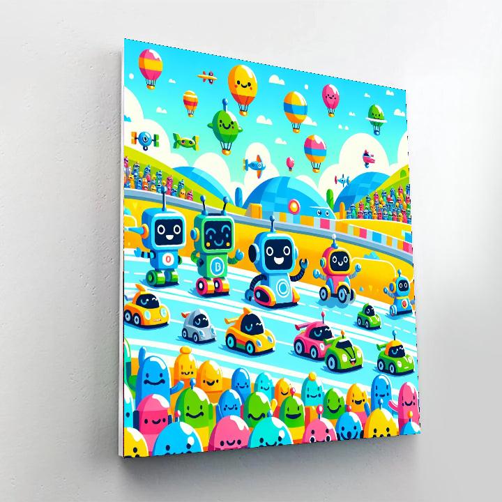 Exciting Robot Race Paint By Numbers