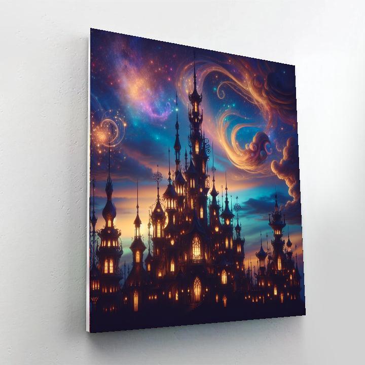 Magical Castle At Dusk Number Painting