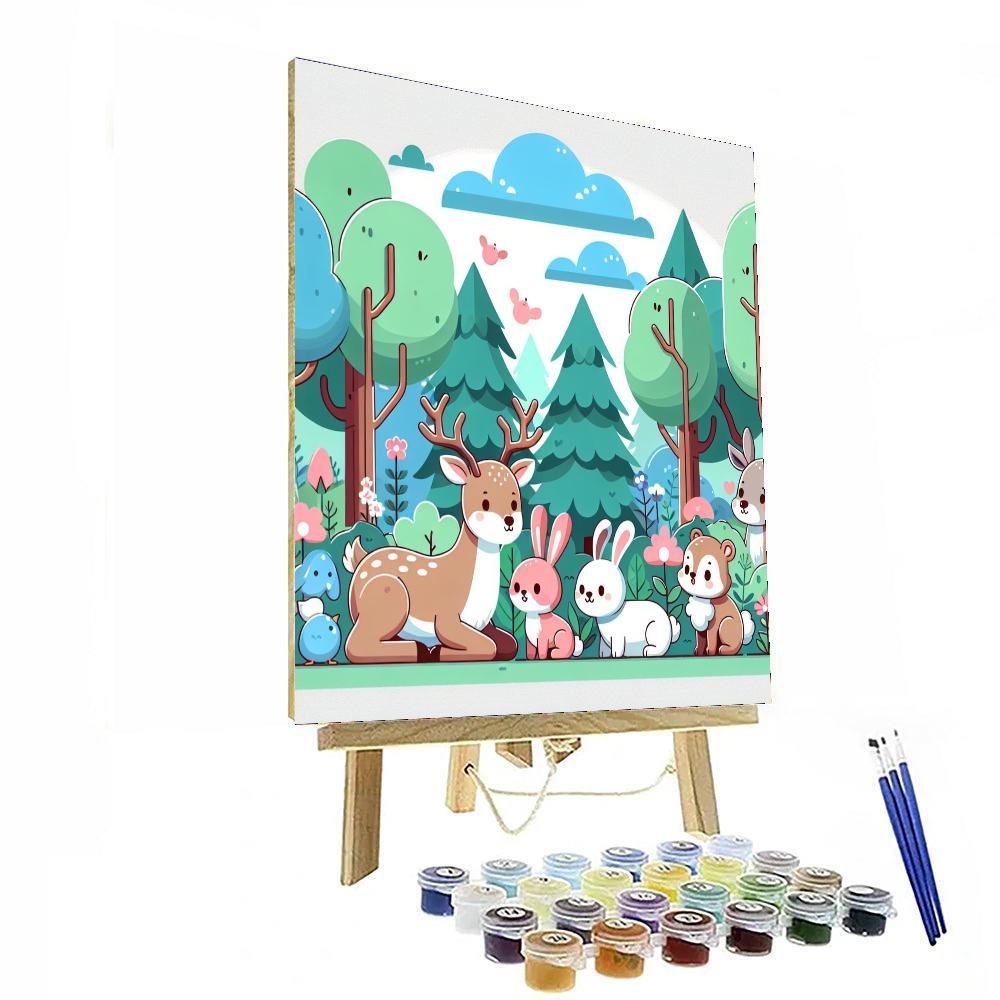 Forest Friends' Gathering Paint By Numbers Art