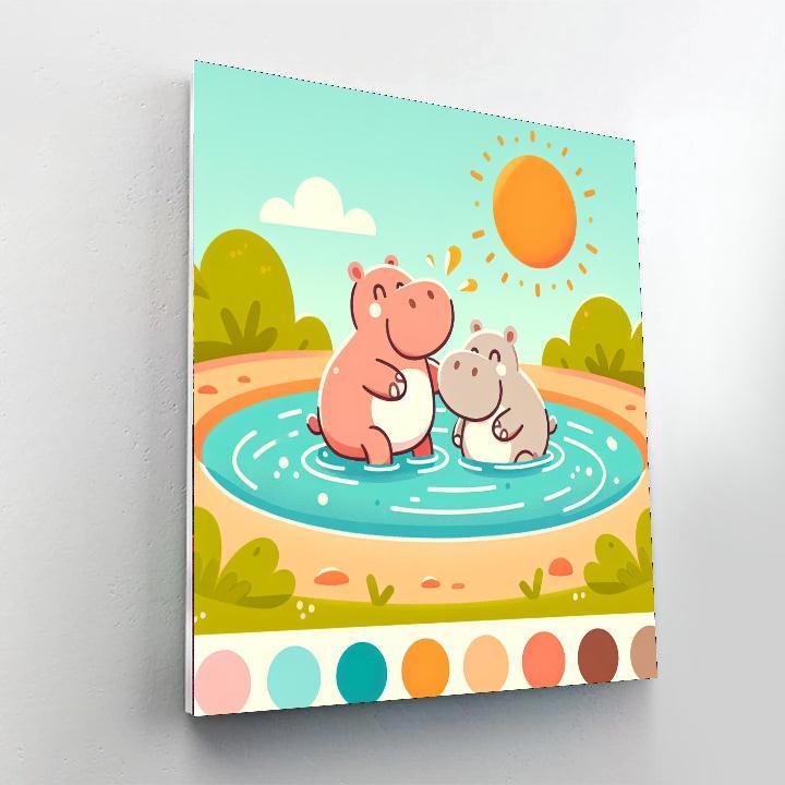 Happy Hippo Splash Numbered Painting Kits