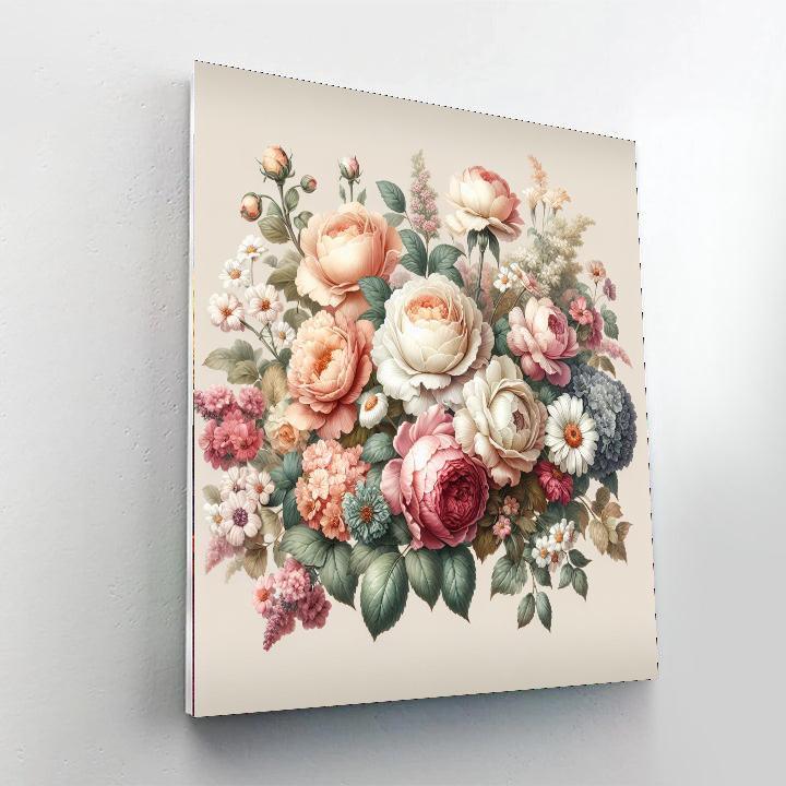 Vintage Floral Composition Painting Number Kit
