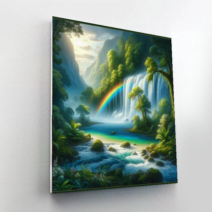 Glistening Waterfalls And Rainbows Painting Number Kit