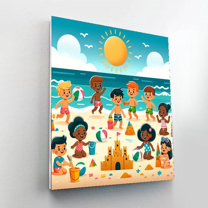 Lively Beach Scene Painting By Numbers Kit