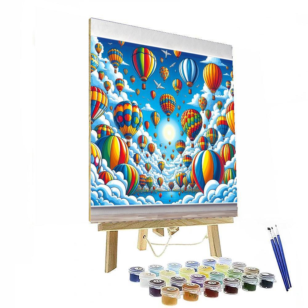 Colorful Whimsical Balloon Ride Paint By Color