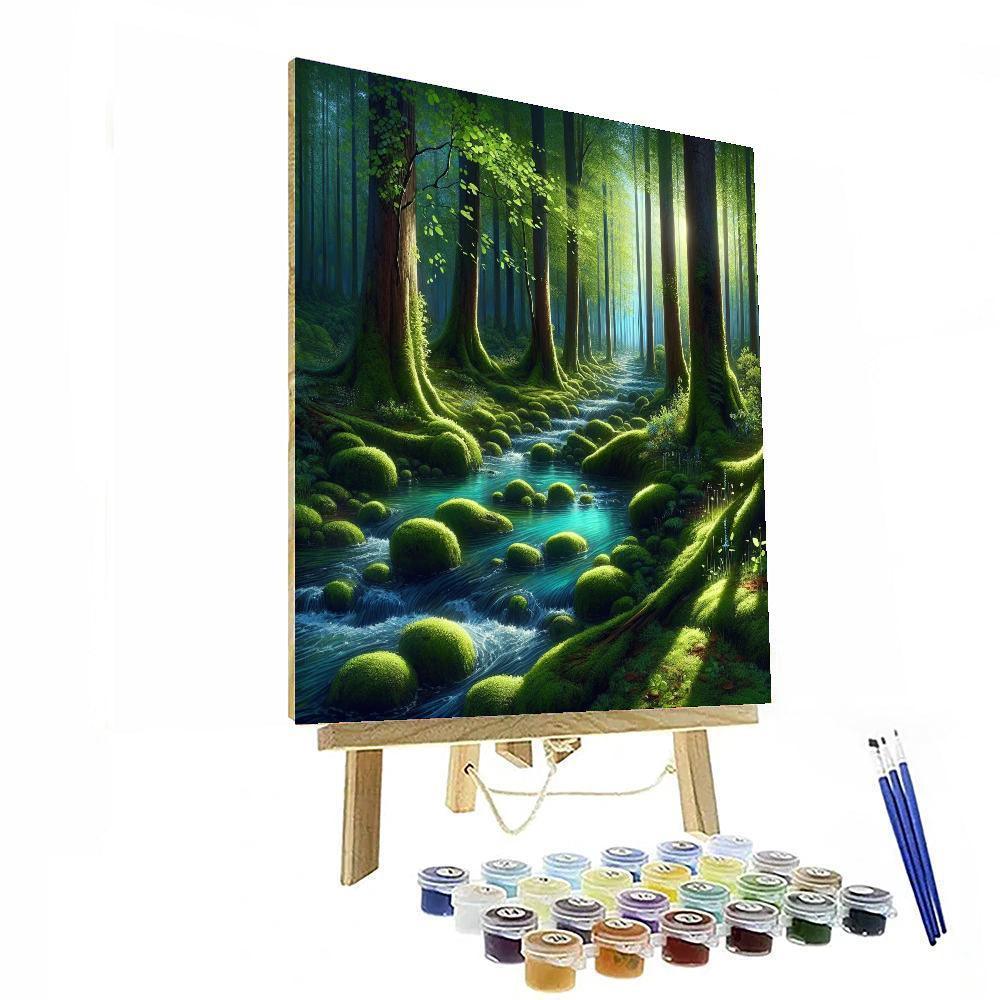 Gentle Stream In The Forest Painting Number Kit