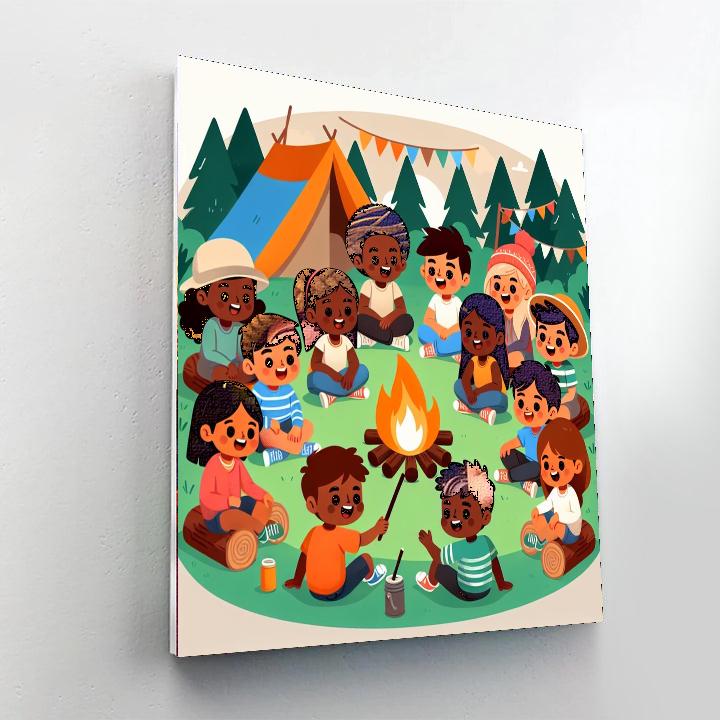 Cozy Campfire Gathering Painting Number Kit