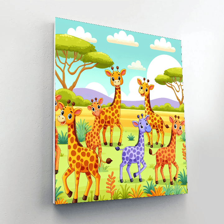 Giraffe Giggle Gathering Number Painting