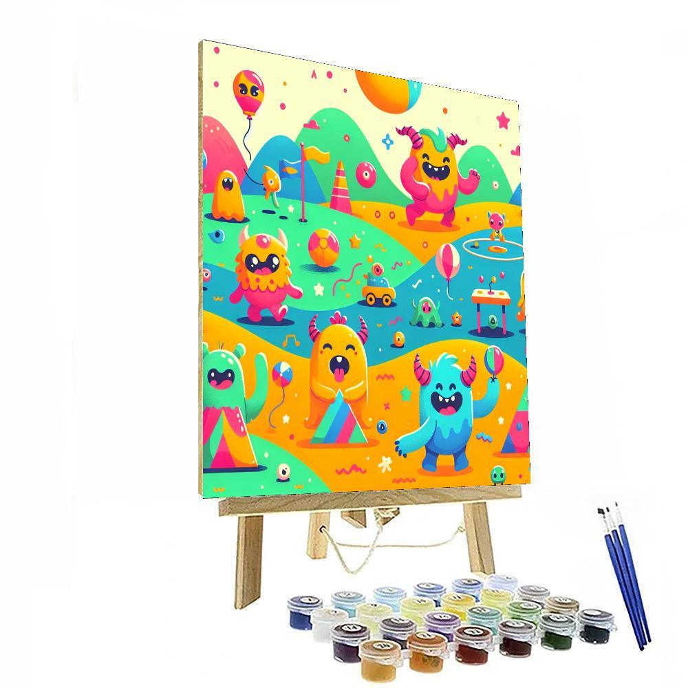 Silly Monsters Playing Together Painting By Numbers Kit