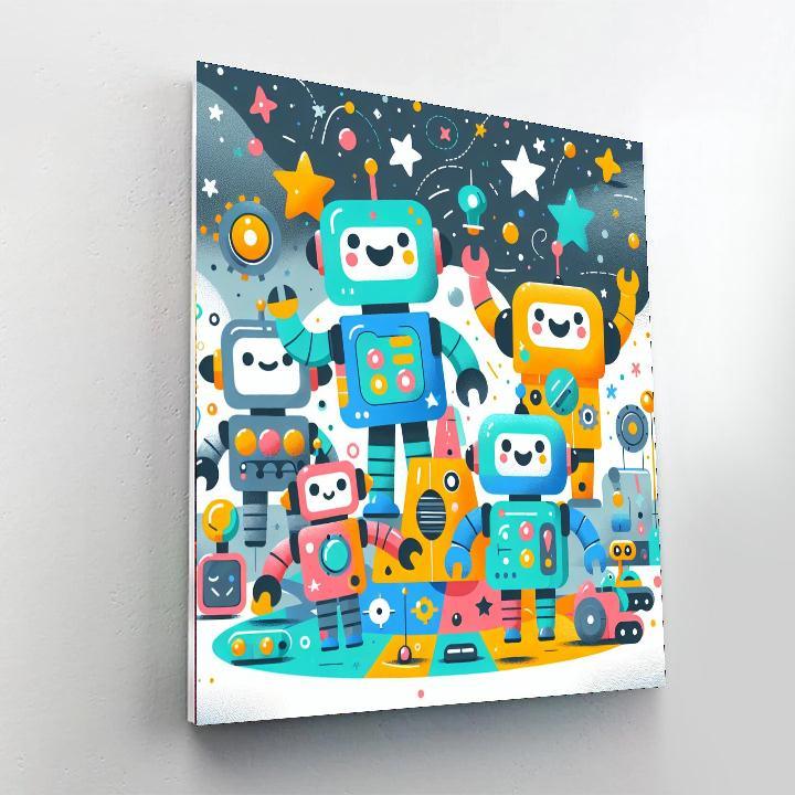 Adventurous Robot Exploration Paint By Color