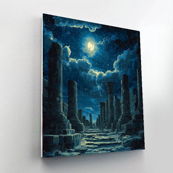 Caspar David Friedrich Inspired Historic Ruins Under Moonlight  Paint By Numbers Kits