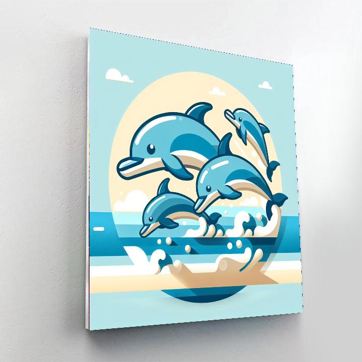 Dolphin's Seaside Race Numbered Painting Kits