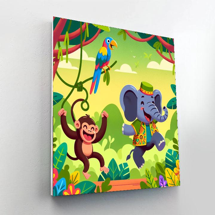 Dancing Jungle Animals Painting By Numbers Kit
