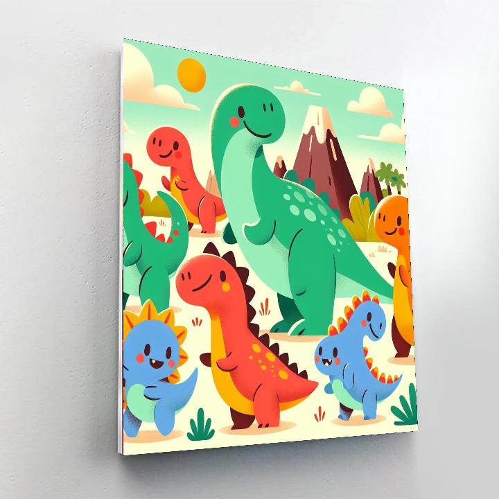 Funky Dinosaur Dance Number Painting