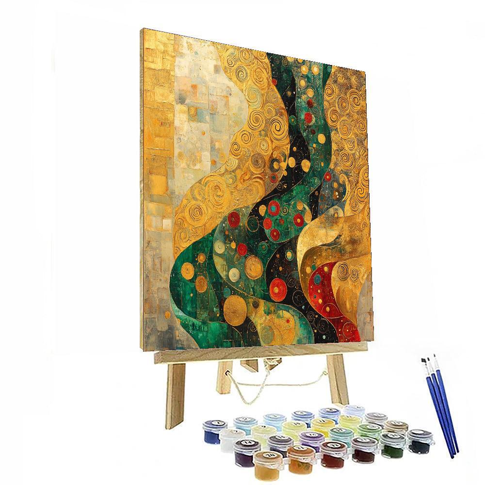 Gustav Klimt Inspired Golden Tapestry Of Time  Number Painting