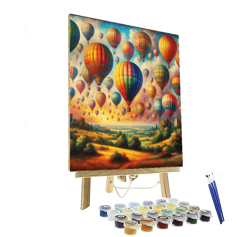 Vintage Hot Air Balloon Festival Painting Number Kit