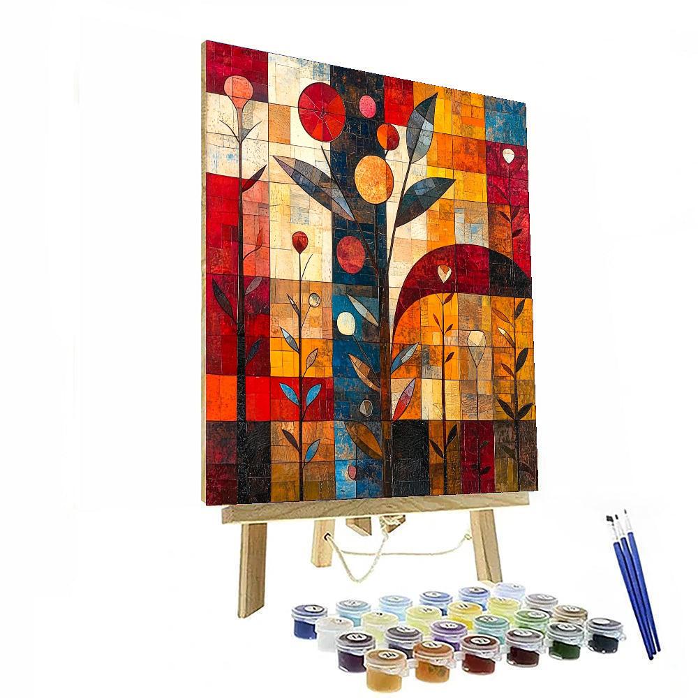 Paul Klee Inspired Symbolic Connections  Number Painting