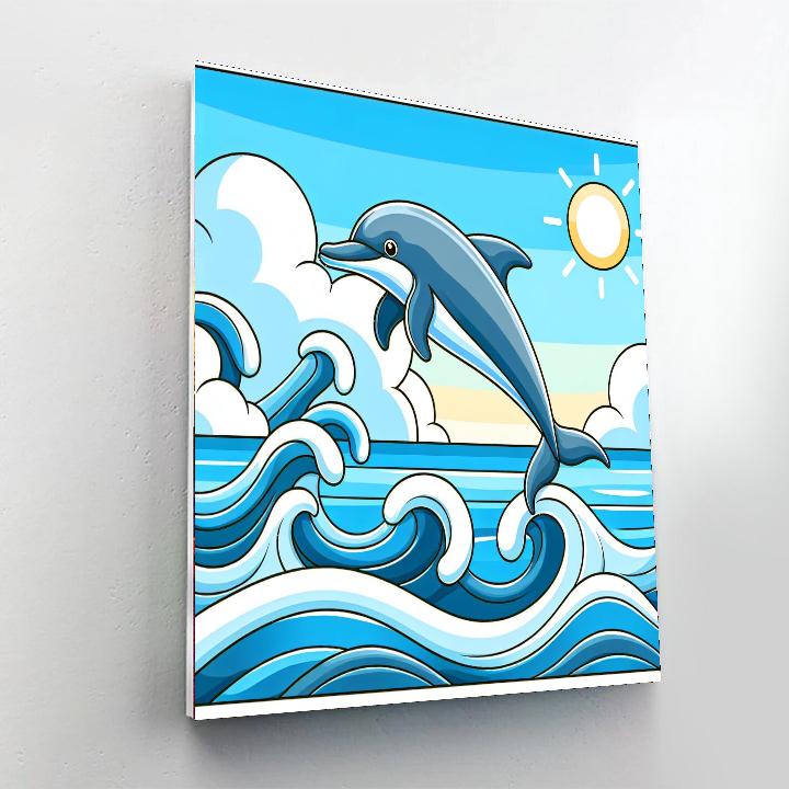 Majestic Dolphin Leap Painting Number Kit