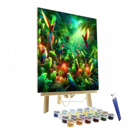 Joyful Tropical Aviary Number Painting