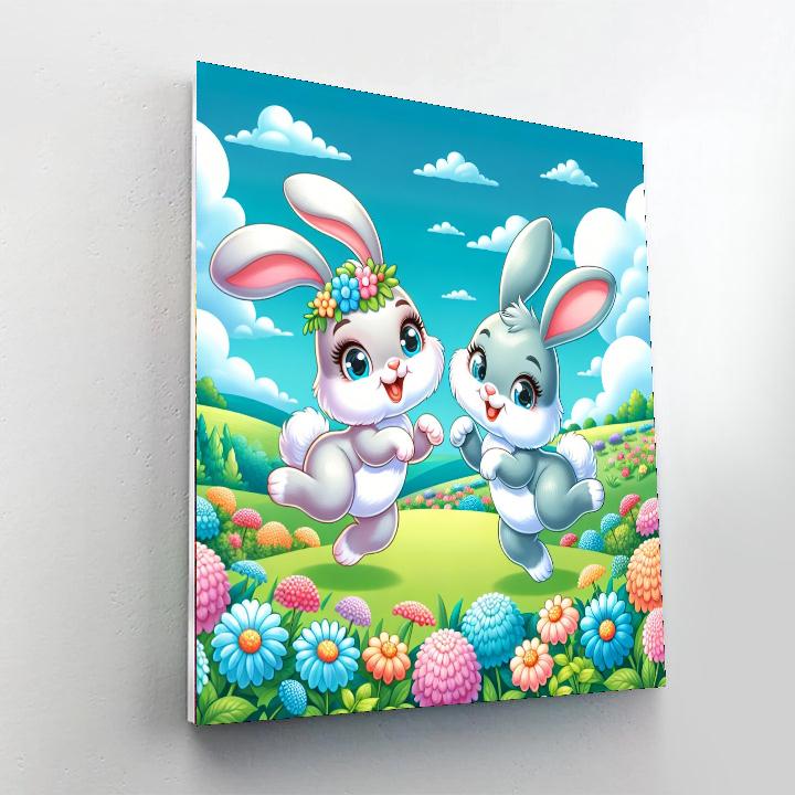 Cute Bouncing Bunnies Painting Number Kit