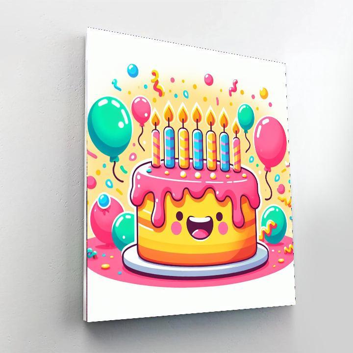 Bouncing Birthday Cake DIY Paint By Numbers