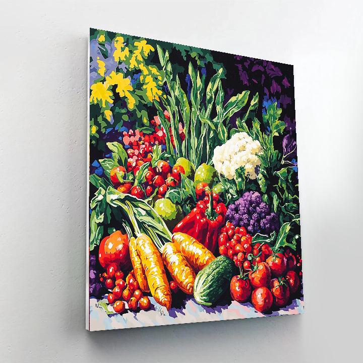 Gauguin Inspired Vibrant Vegetable Medley  Number Painting