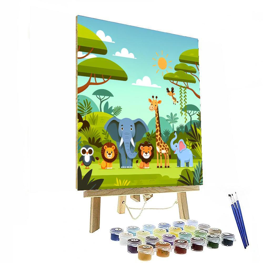 Safari Adventure With Jungle Friends Paint By Numbers Art