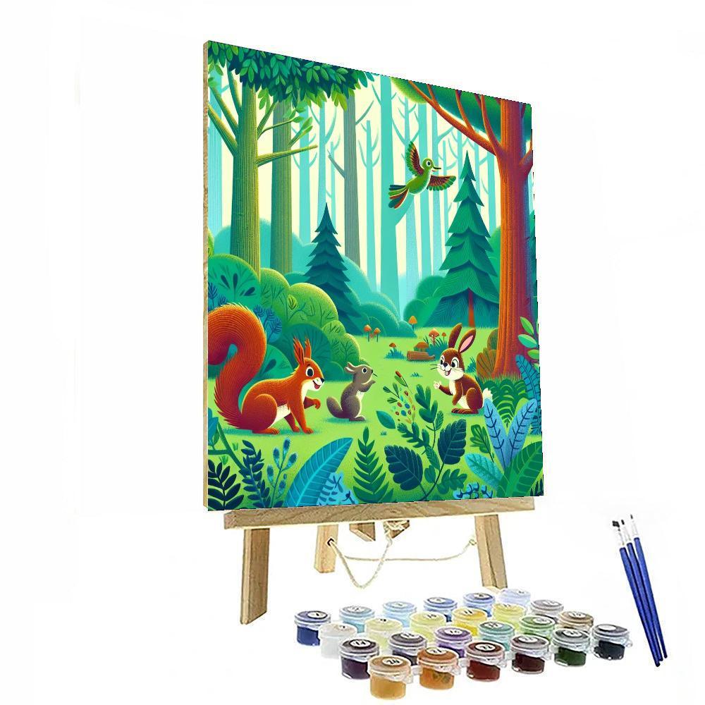 Playful Woodland Frolic Numbered Painting Kits