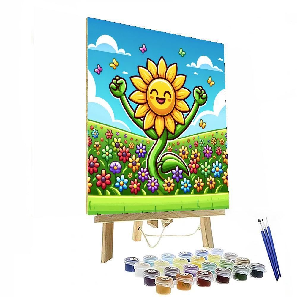 Bouncy Sunflower Friend DIY Paint By Numbers