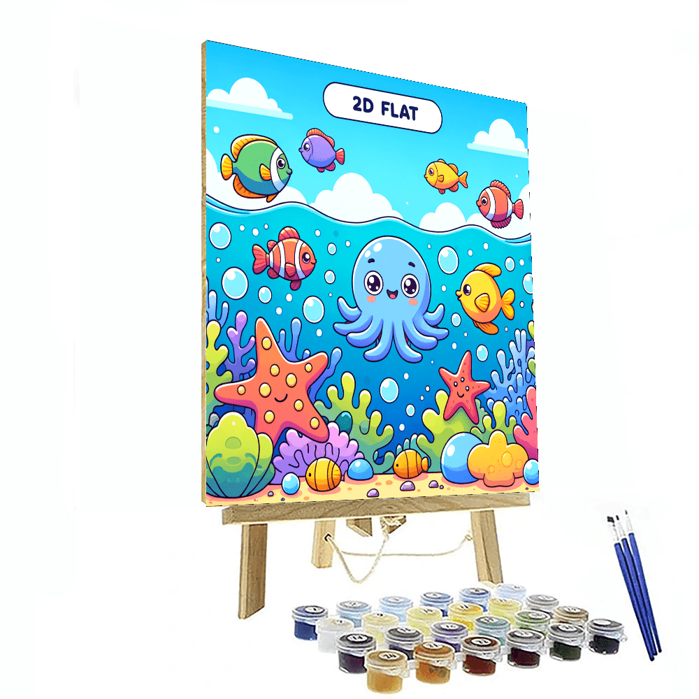 Underwater Exploration With Cheerful Fish Painting By Numbers Kit