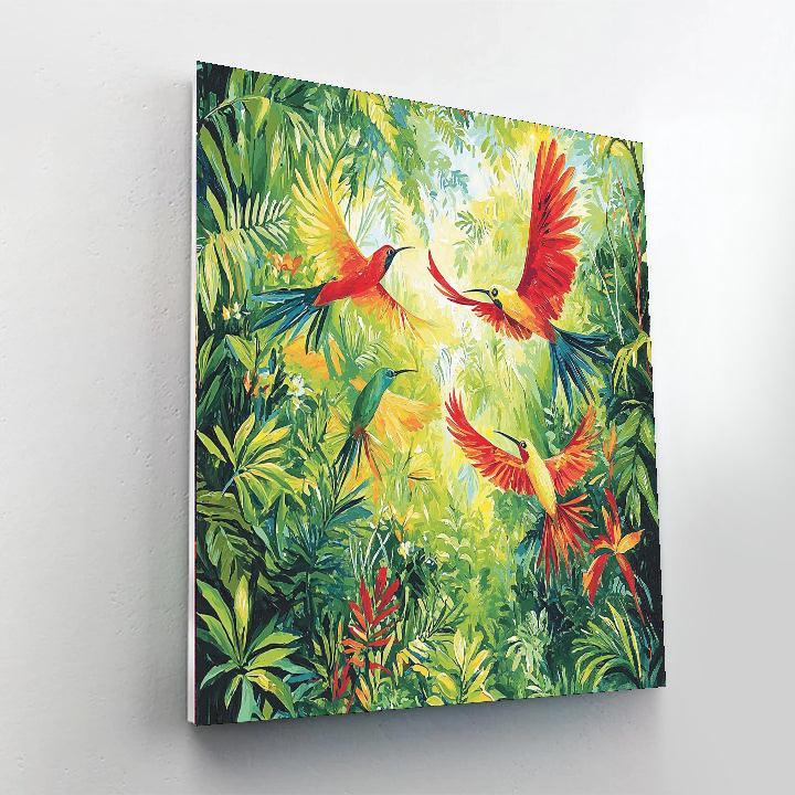 Henri Rousseau Inspired Joyful Birds In Flight  Numbered Painting Kits