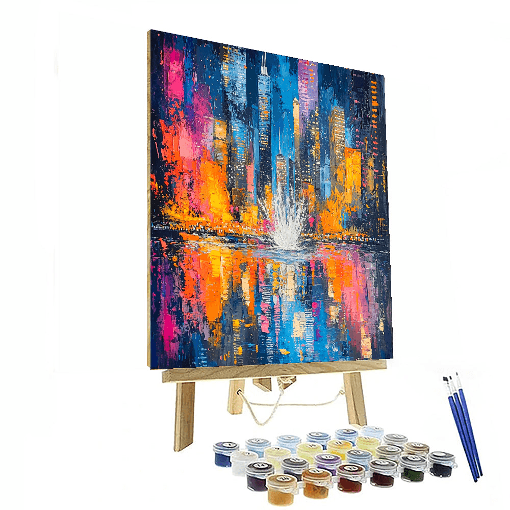 De Kooning Inspired Abstract City Reflections - DIY Painting By Numbers Kit