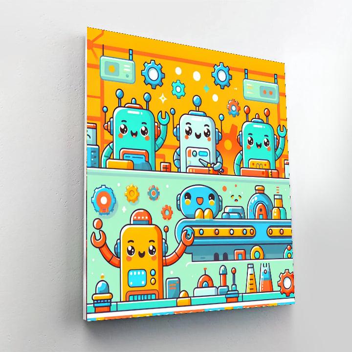 Charming Robot Factory Painting Number Kit
