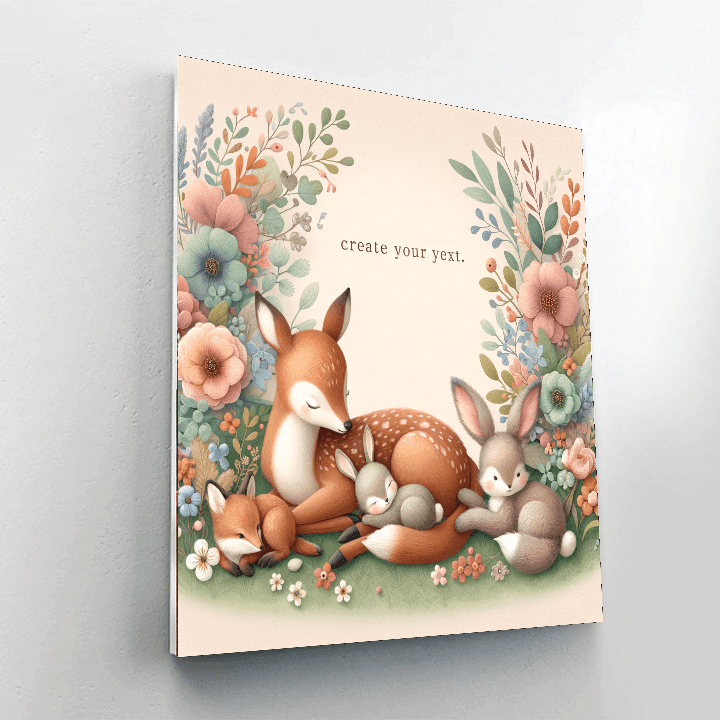Cute Baby Woodland Animals Numbered Painting Kits
