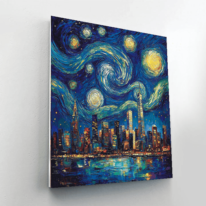 Vincent Van Gogh Inspired Starry Night Over Cityscape  Paint By Numbers Kits