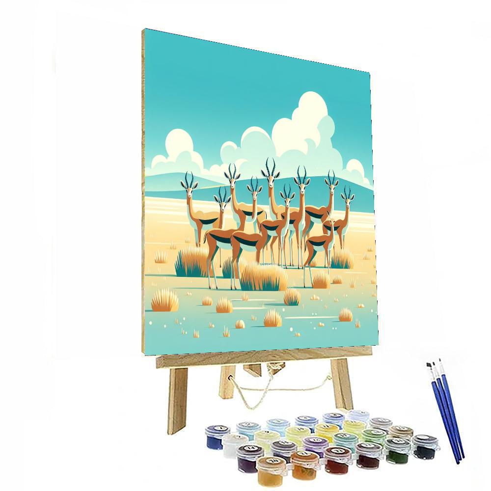 Graceful Gazelle Gathering Painting Number Kit