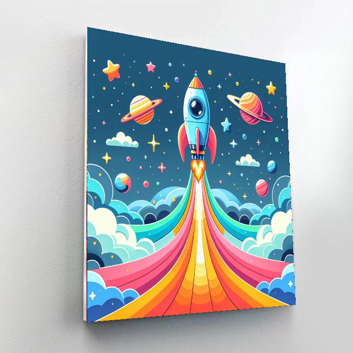 Whimsical Rocket Numbered Painting Kits