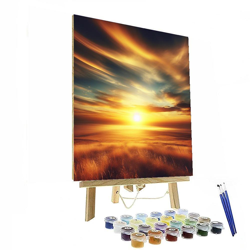 Golden Sunrise Over Plains DIY Paint By Numbers