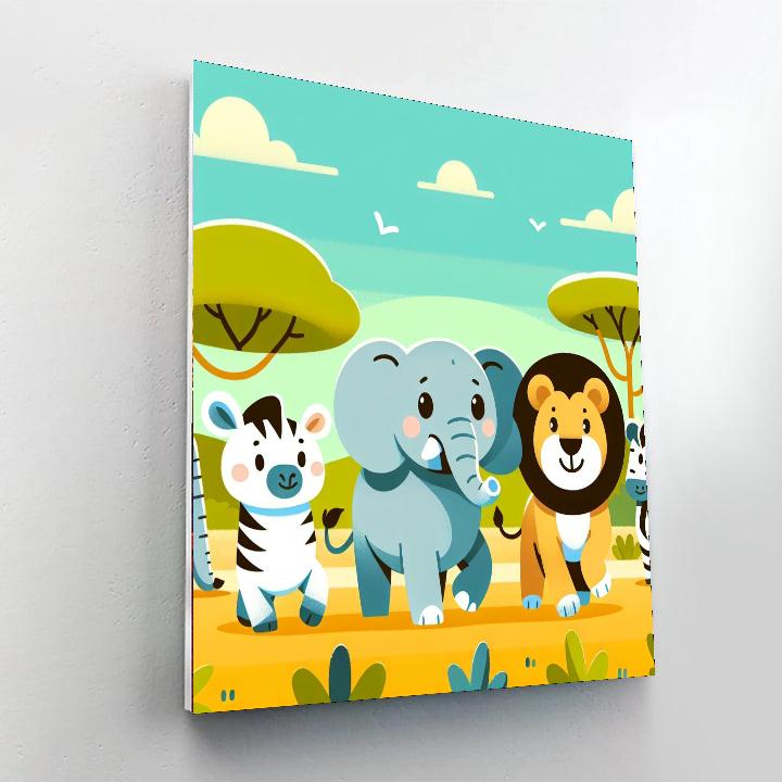 Bright Animal Safari Painting By Numbers Kit