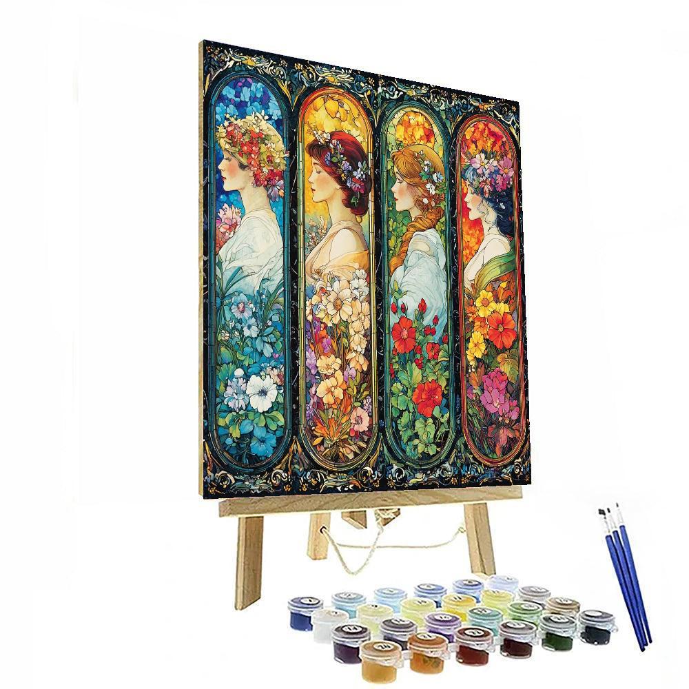 Alphonse Mucha Inspired Seasonal Serenade  Painting Number Kit