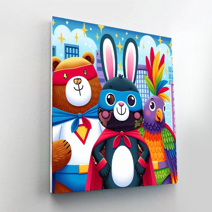 Silly Superhero Animals Painting By Numbers Kit