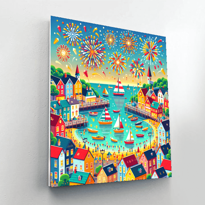 Seaside Village Festival Paint By Numbers Art