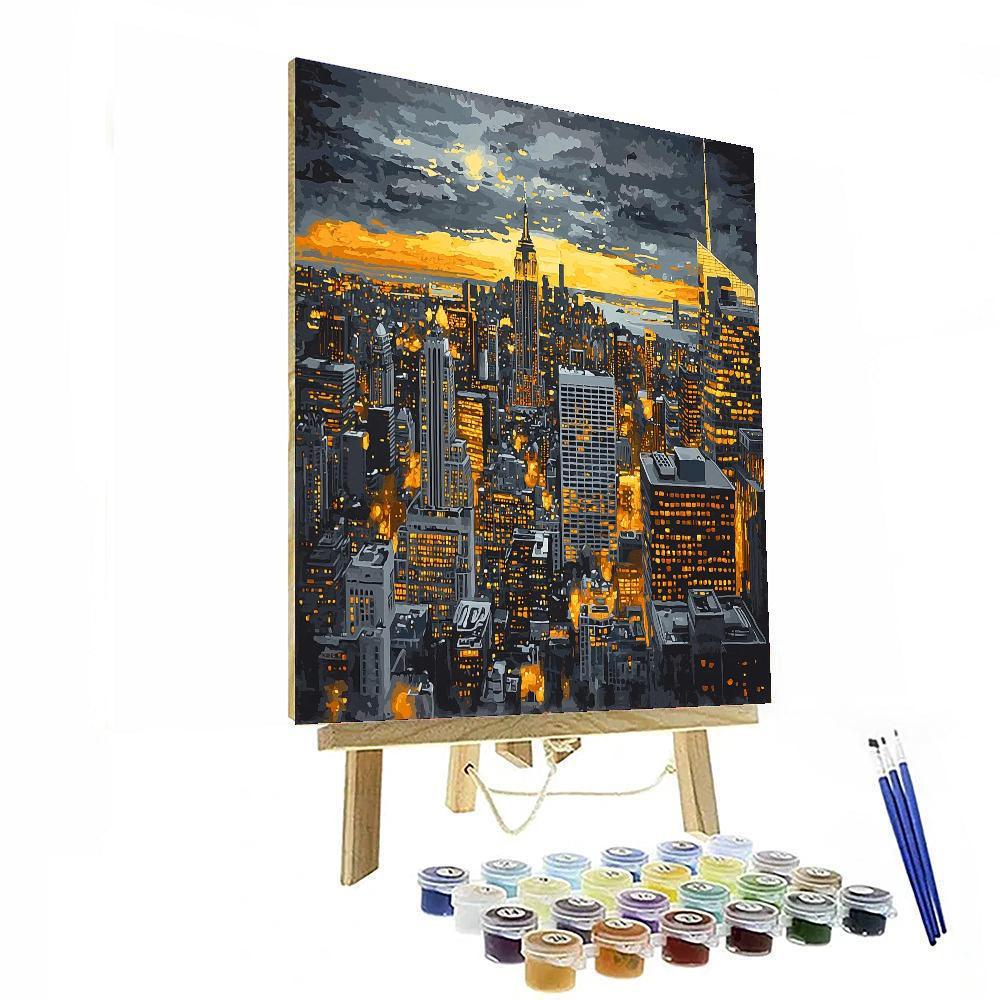 Gustave Caillebotte Inspired Metropolitan Twilight  Paint By Color
