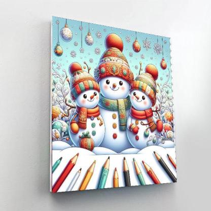 Charming Snowman Family Paint By Number